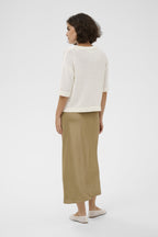 Textured Cotton Blend Short Sleeve Knit Sweater