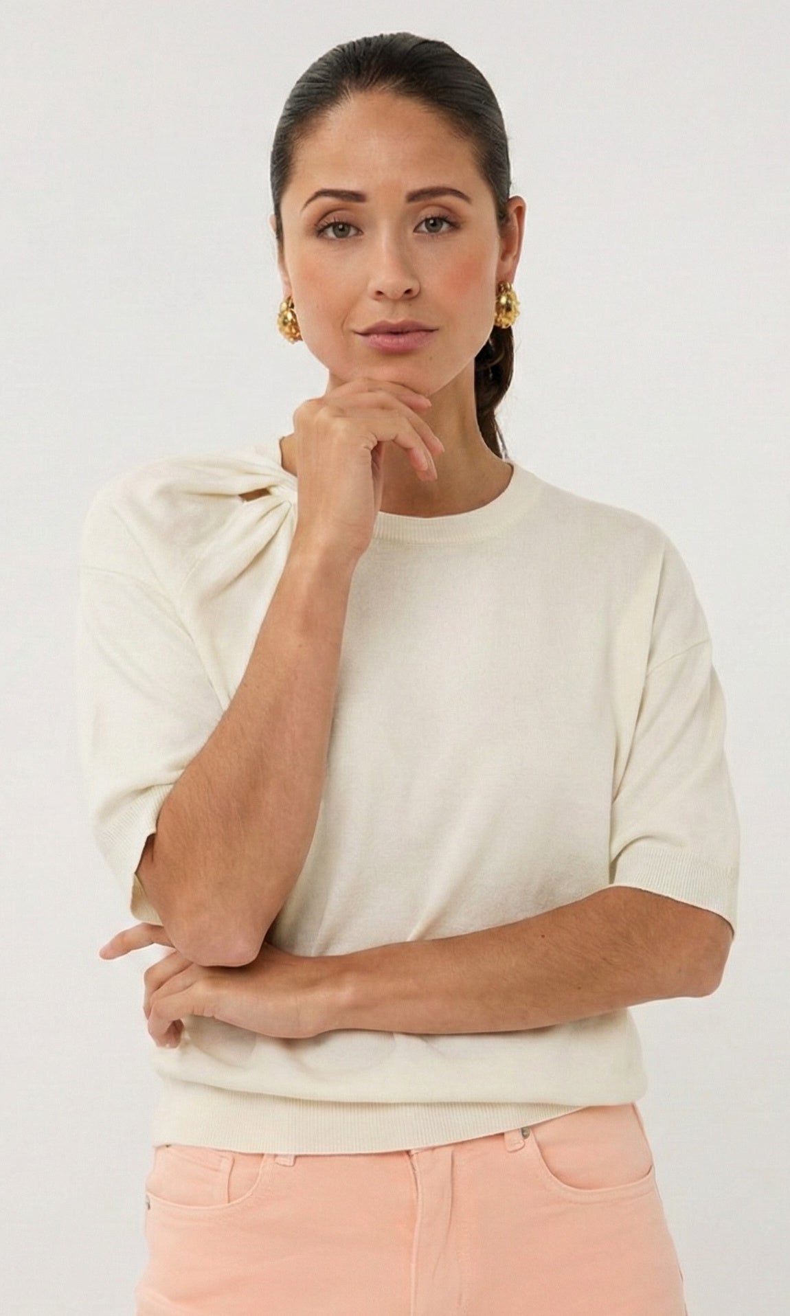 Shoulder Knot Knit Top