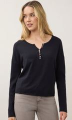 Multi-Button Henley Knit Sweater