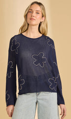 Open Knit Floral Sweater