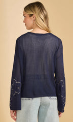 Open Knit Floral Sweater