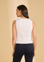 Tailored Button-Front Vest Jacket