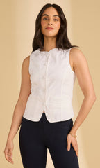 Tailored Button-Front Vest Jacket