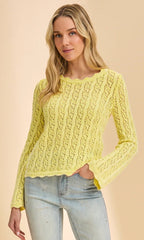 Pointelle Knit Cotton Sweater