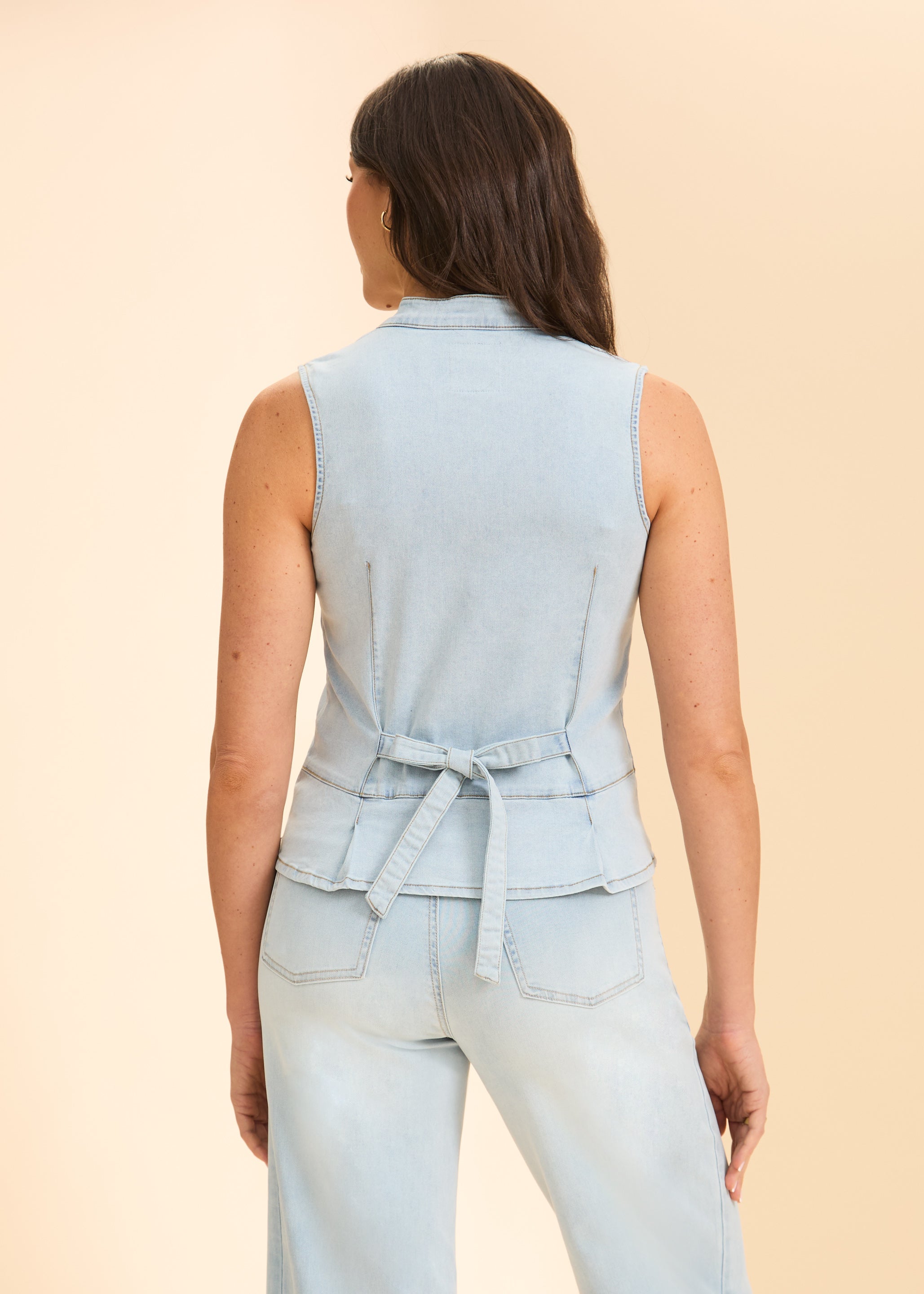 Denim Button-Front Vest Jacket