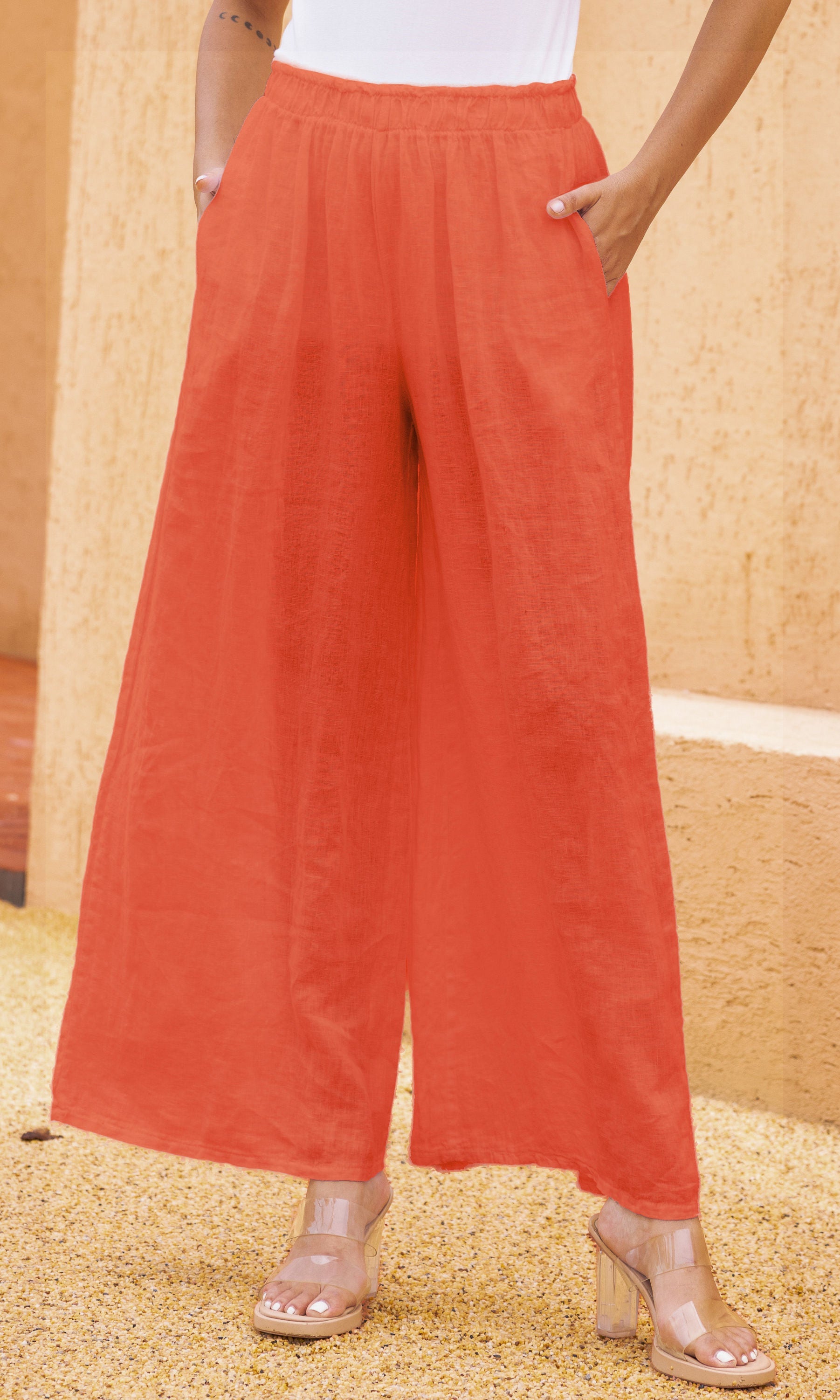 Relaxed Linen Wide Leg Pant