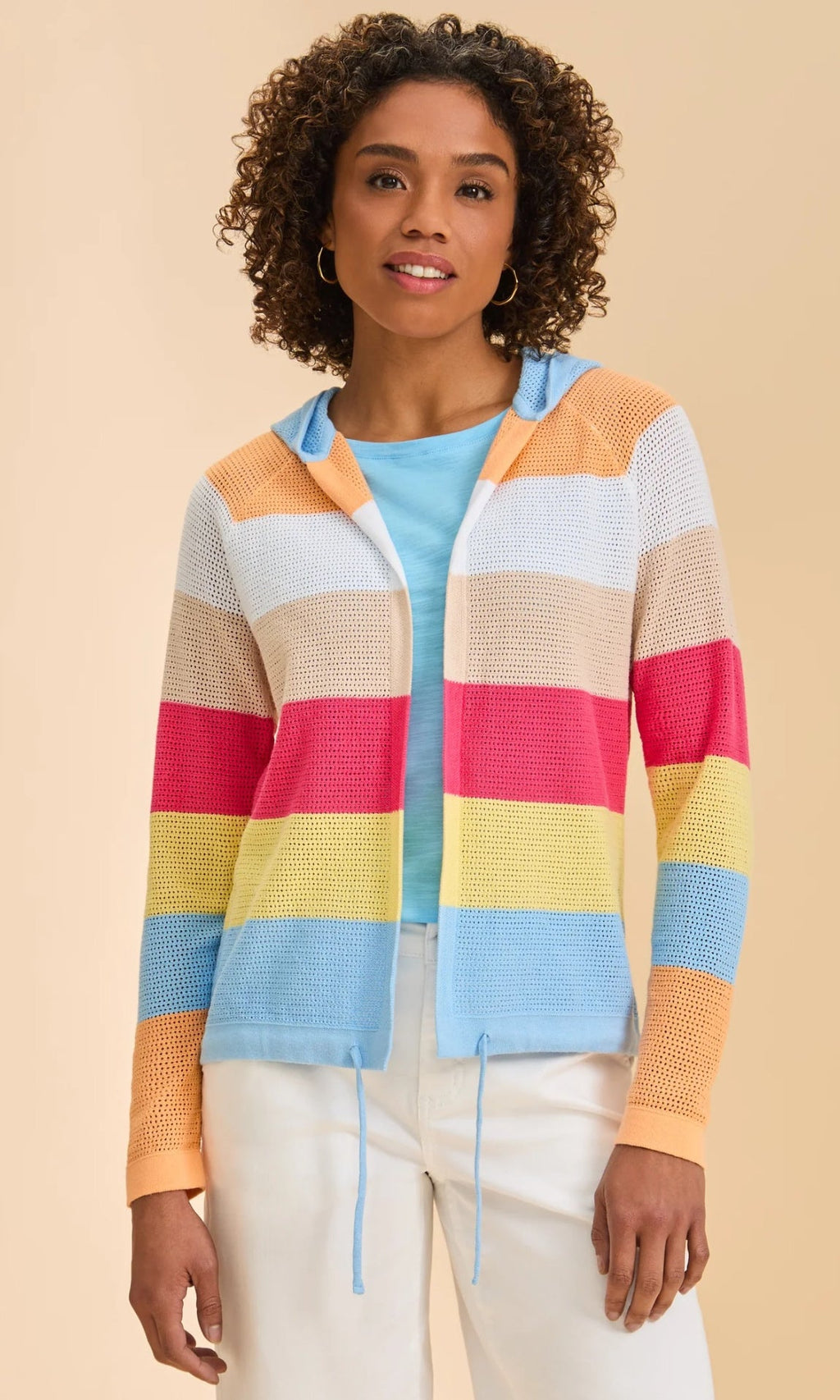 Open Knit Hooded Cardigan