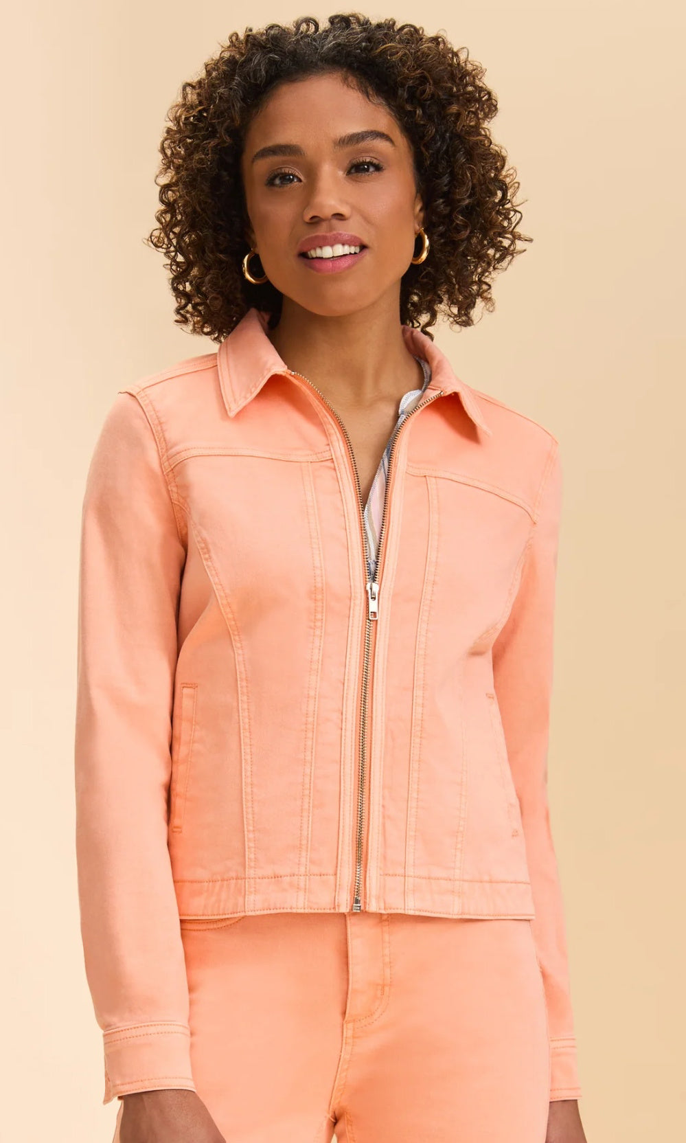 Zip Front Twill Jacket