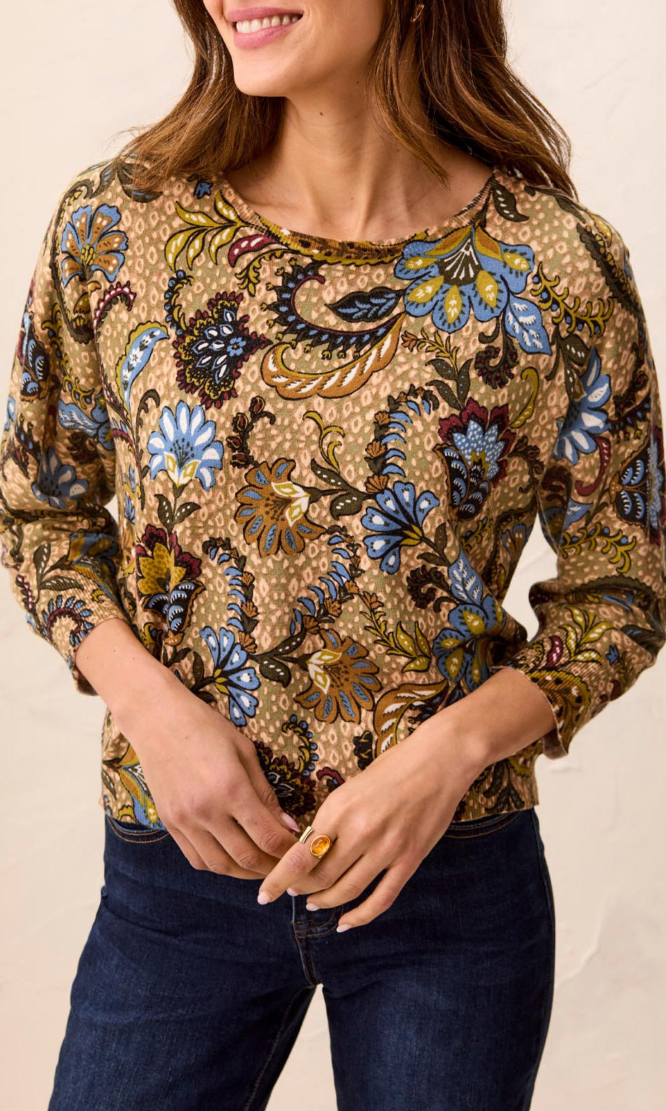 Paisley Floral Knit Sweater
