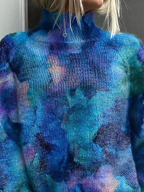 Iryn | Elegant Knit Turtleneck with Abstract Floral Pattern