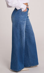 Wide-Leg Drawstring Waist Jeans