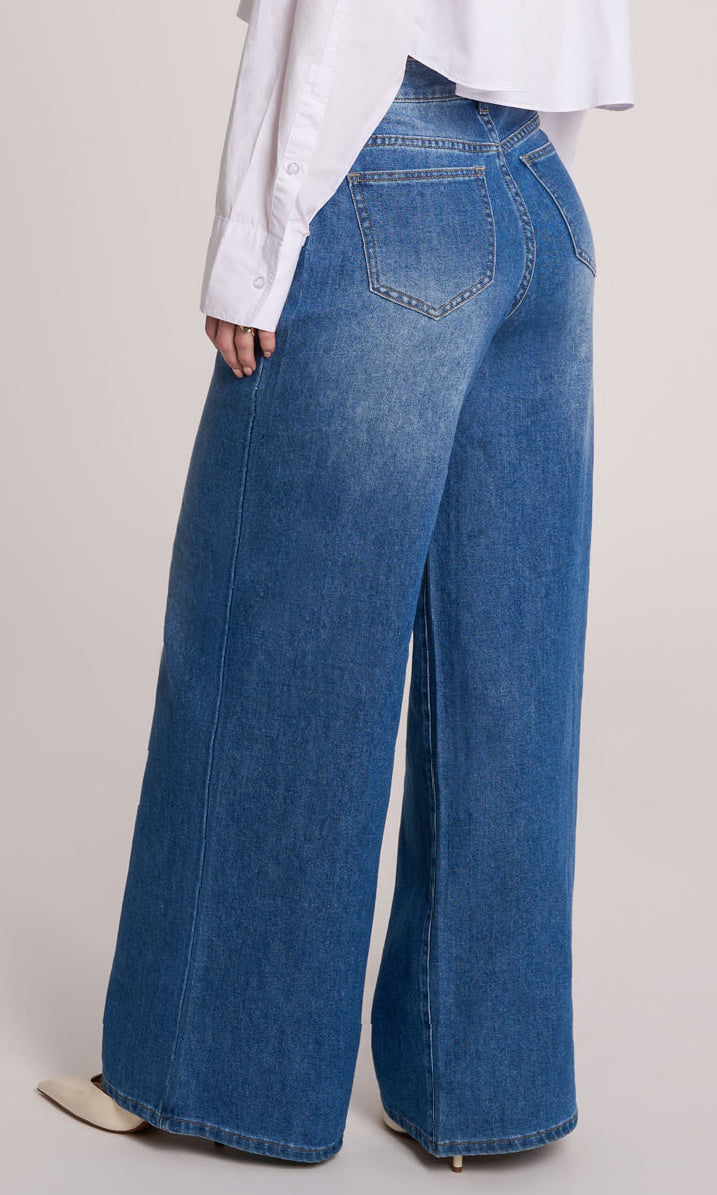 Wide-Leg Drawstring Waist Jeans