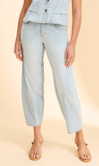 Cropped Barrel Leg Denim Jean
