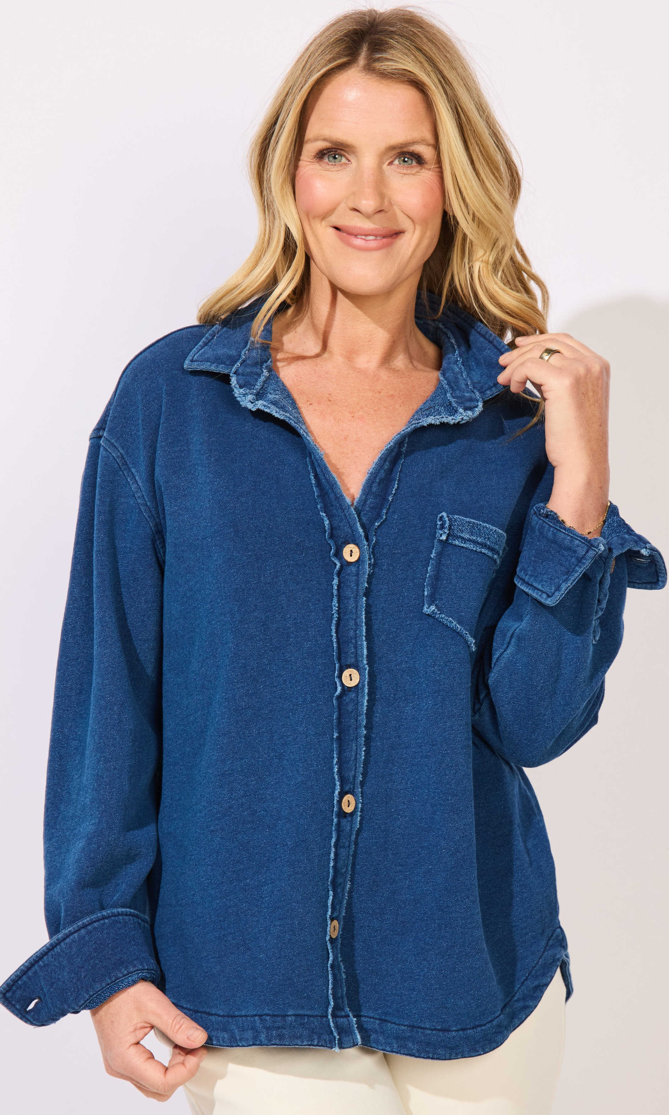 French Terry Button Front Jacket