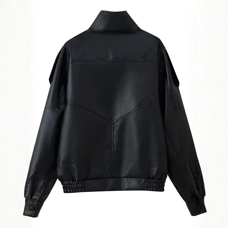EMMA™ – Trendy Lychee Pattern Leather Jacket
