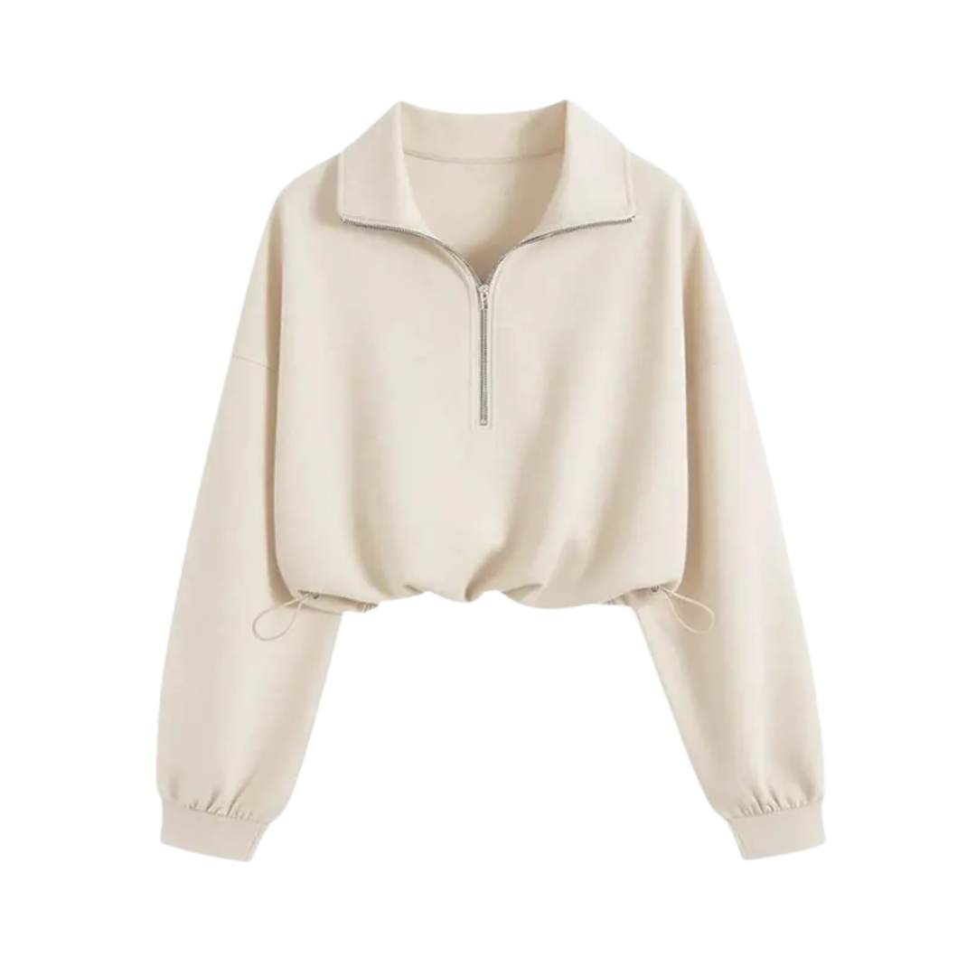 ISOLENE™ – Comfortable Half-Zip Drawstring Cropped Sweatshirt