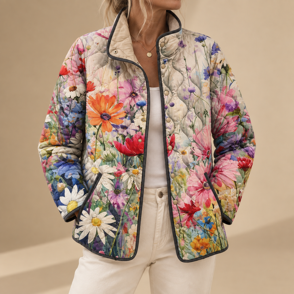 Kaia | Charming Vintage Floral Print Quilted Jacket