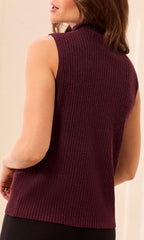 Ribbed Mock Neck Sleeveless Sweater