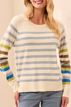 Multi Stripe Crew Neck Sweater
