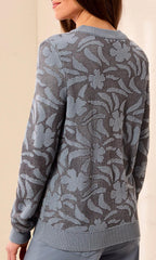 Floral Jacquard Crew Neck Sweater