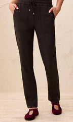 Plaid Pull-On Straight-Leg Pants