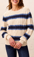 Cable Stripe Cotton Sweater