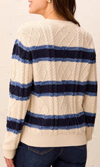 Cable Stripe Cotton Sweater