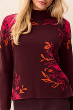 Floral Mock Neck Sweater