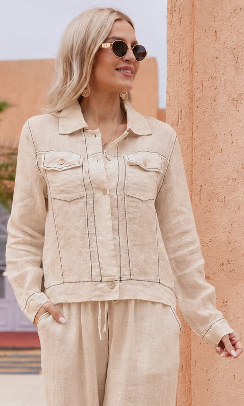 Modern Linen Utility Jacket