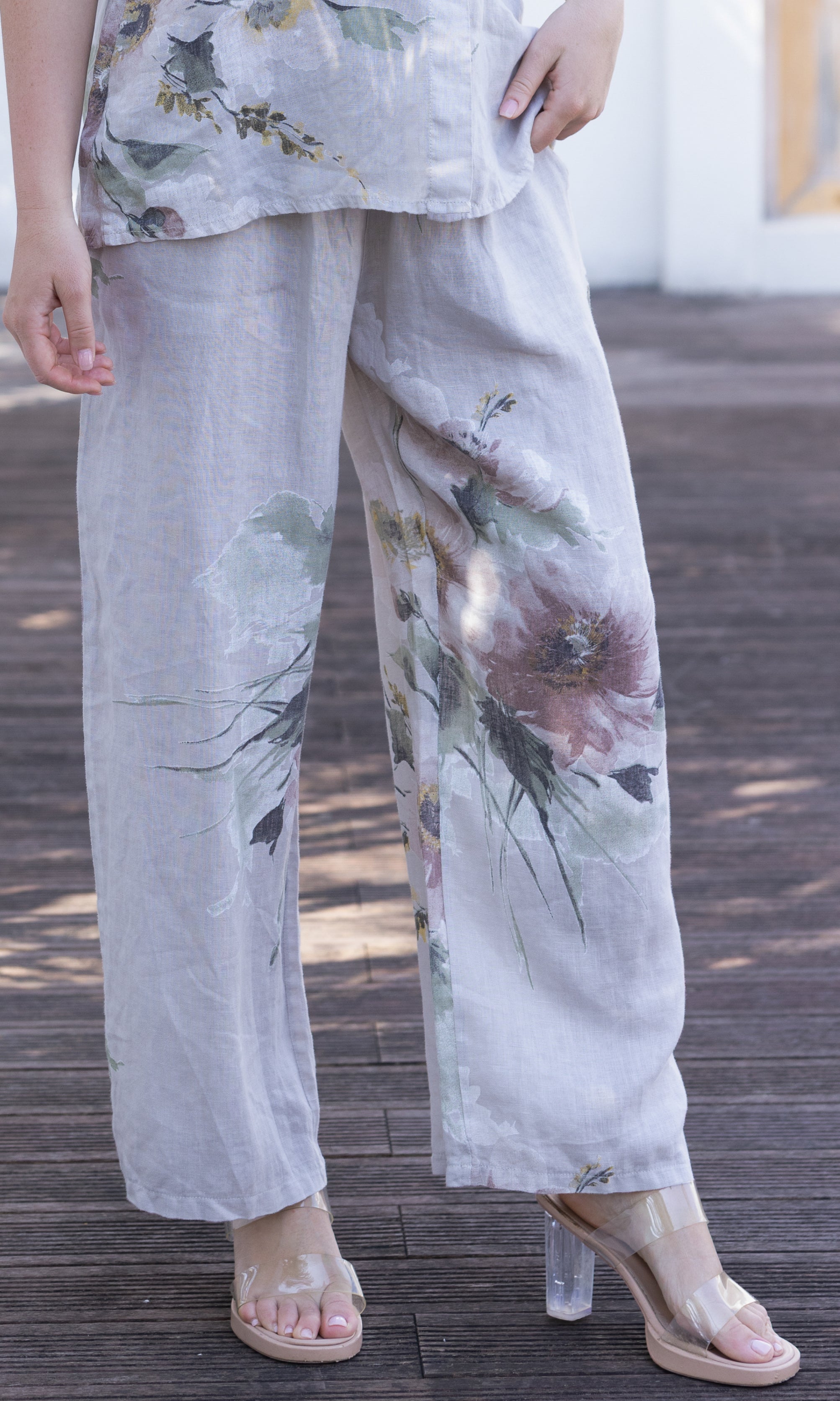 Watercolour Floral Linen Pants