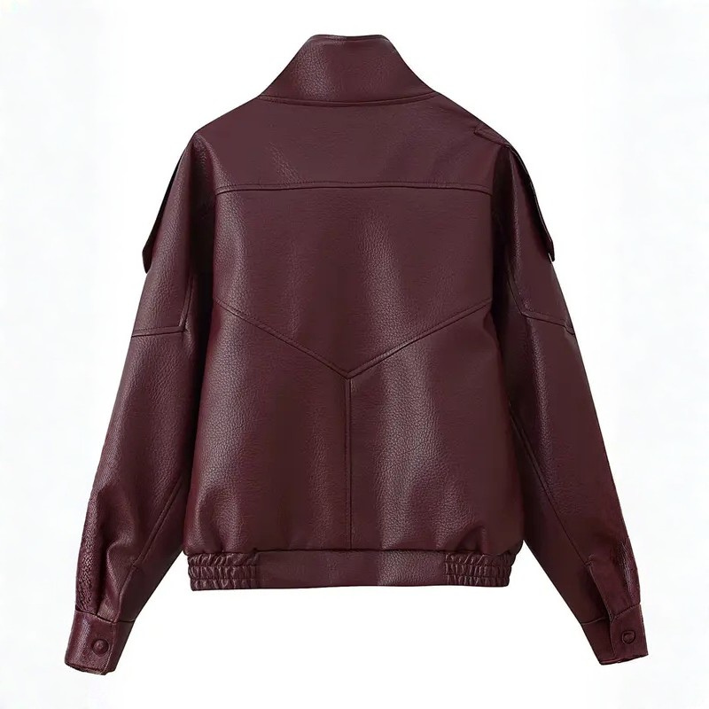 EMMA™ – Trendy Lychee Pattern Leather Jacket
