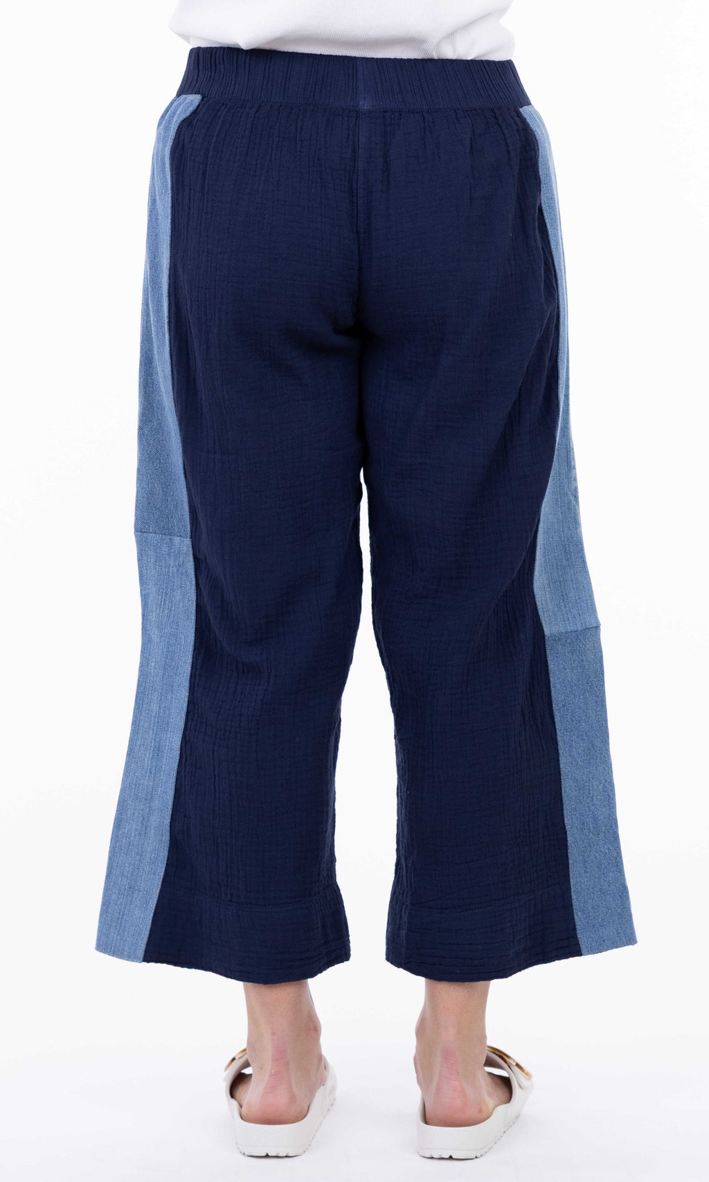 Mixed Panel Cotton Cropped Pant