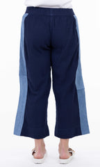Mixed Panel Cotton Cropped Pant