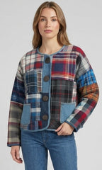 Patchwork Plaid Button Jacket