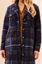 Plaid Wool Blend Coat