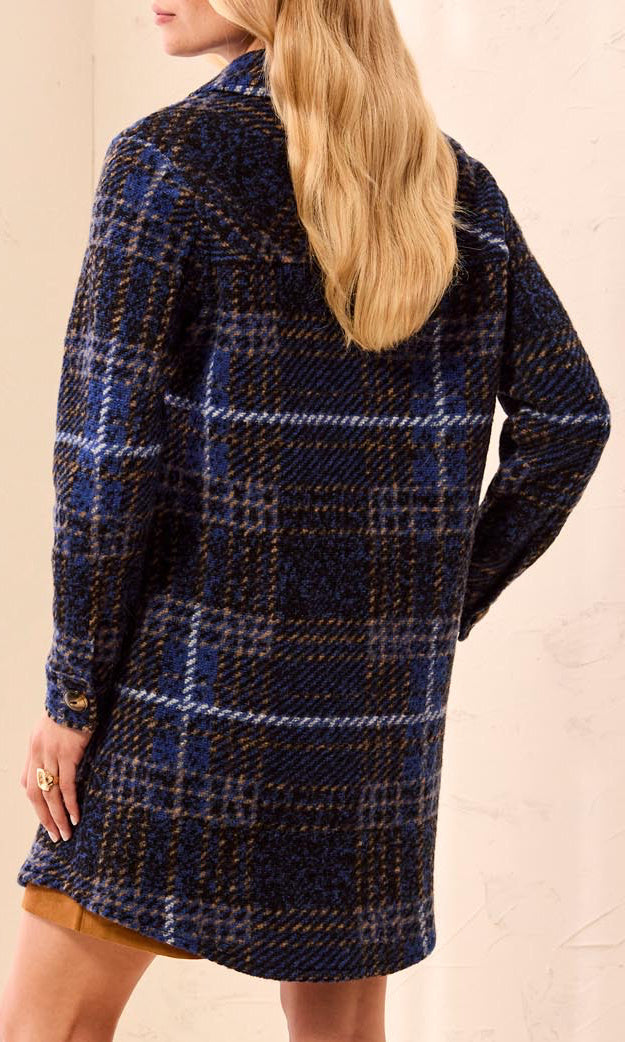 Plaid Wool Blend Coat