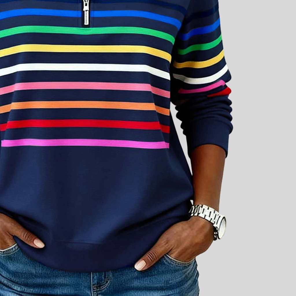 Molly | Colourful Striped Quarter-Zip Jumper