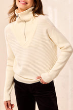 Ribbed Zip Mock Neck Sweater