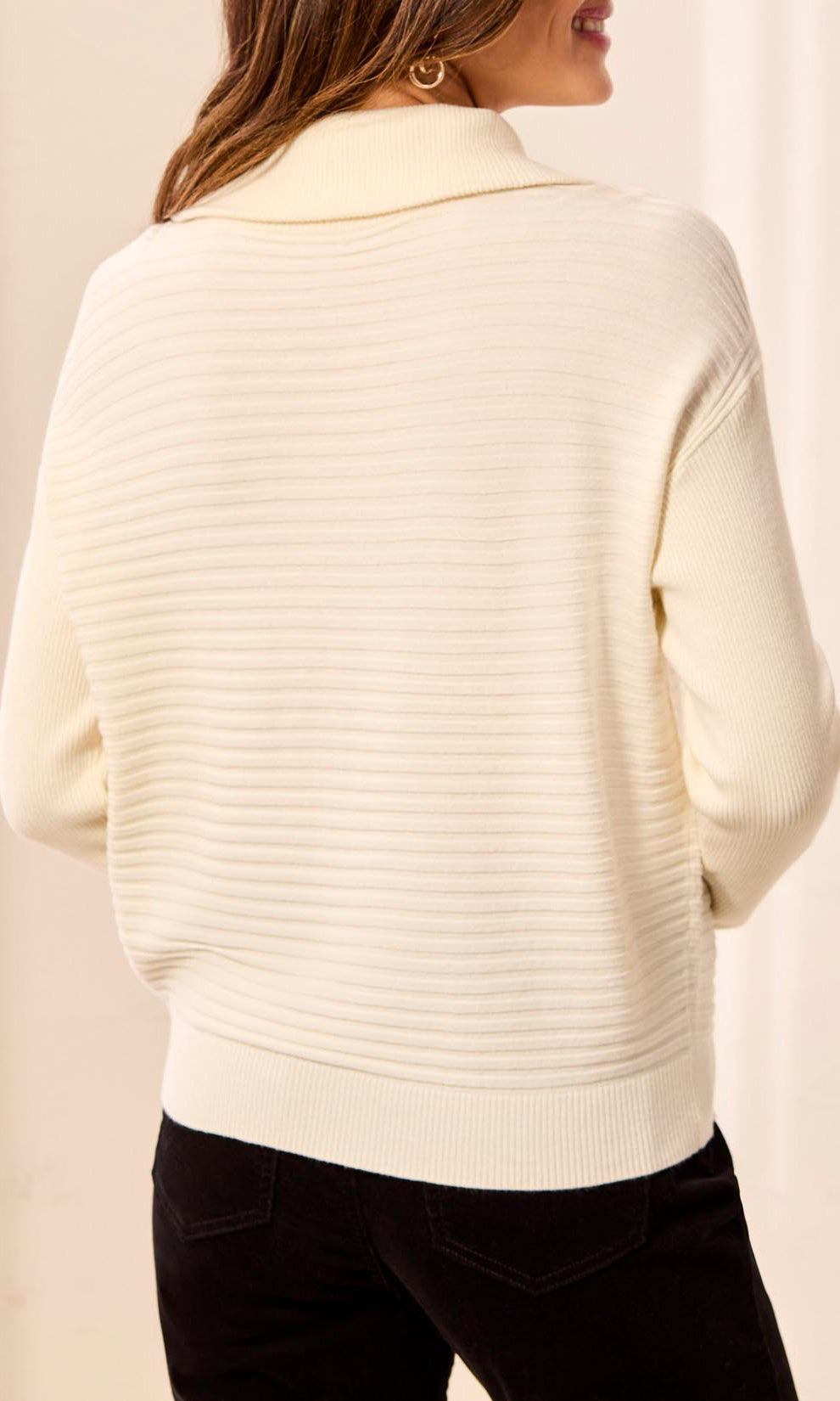 Ribbed Zip Mock Neck Sweater