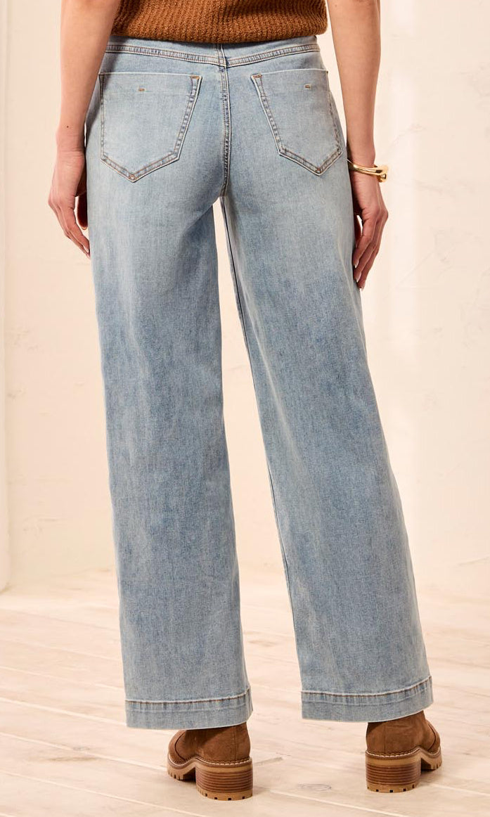 High Rise Button Fly Wide Leg Jean