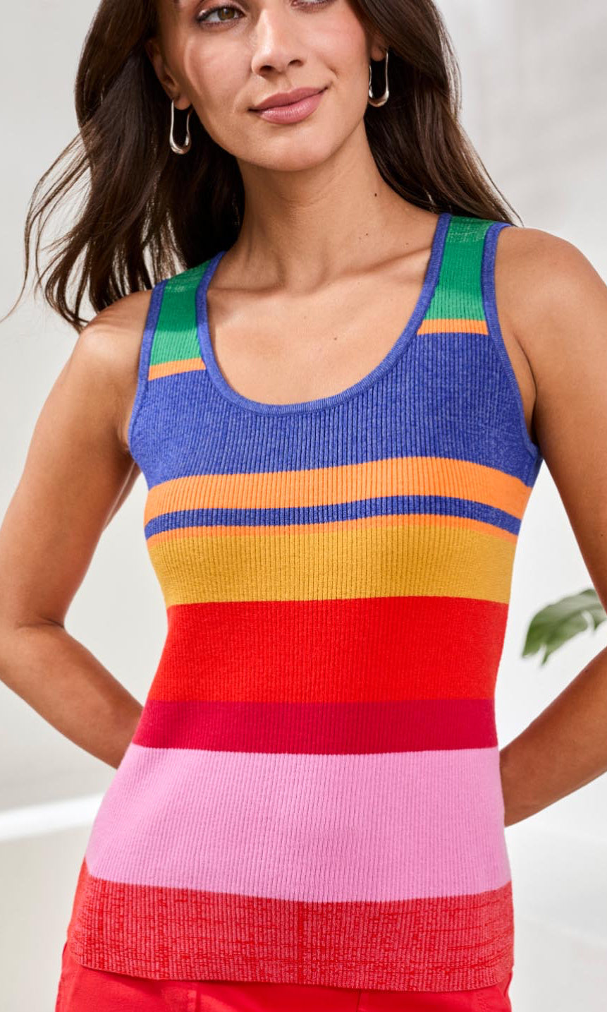 Striped Ribbed Knit Tank Top