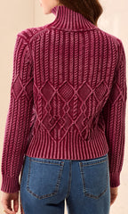 Cotton Cable Knit Mock Neck Sweater