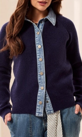 Denim Trim Cardigan