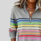 Molly | Colourful Striped Quarter-Zip Jumper