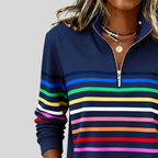 Molly | Colourful Striped Quarter-Zip Jumper