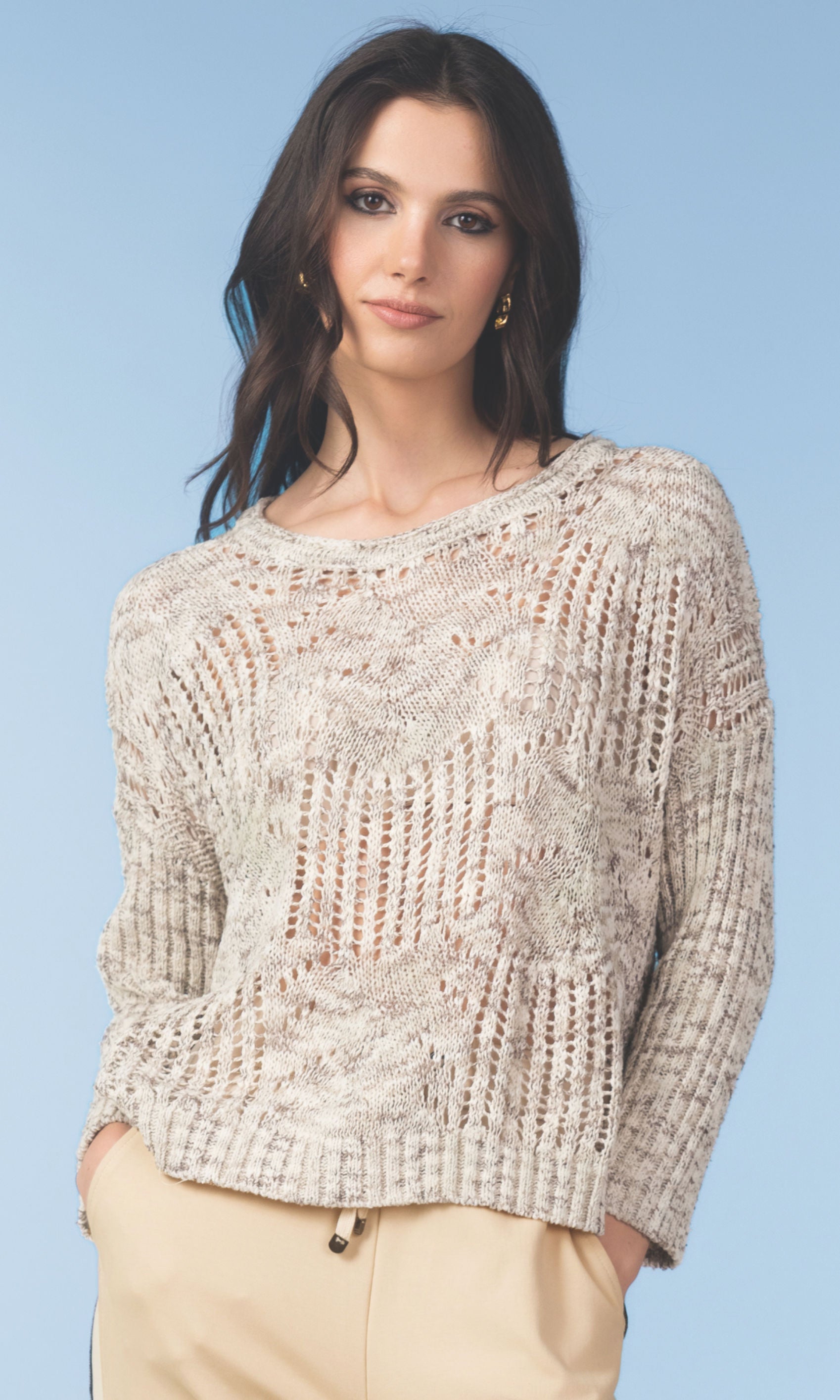 Open Knit Textured Sweater