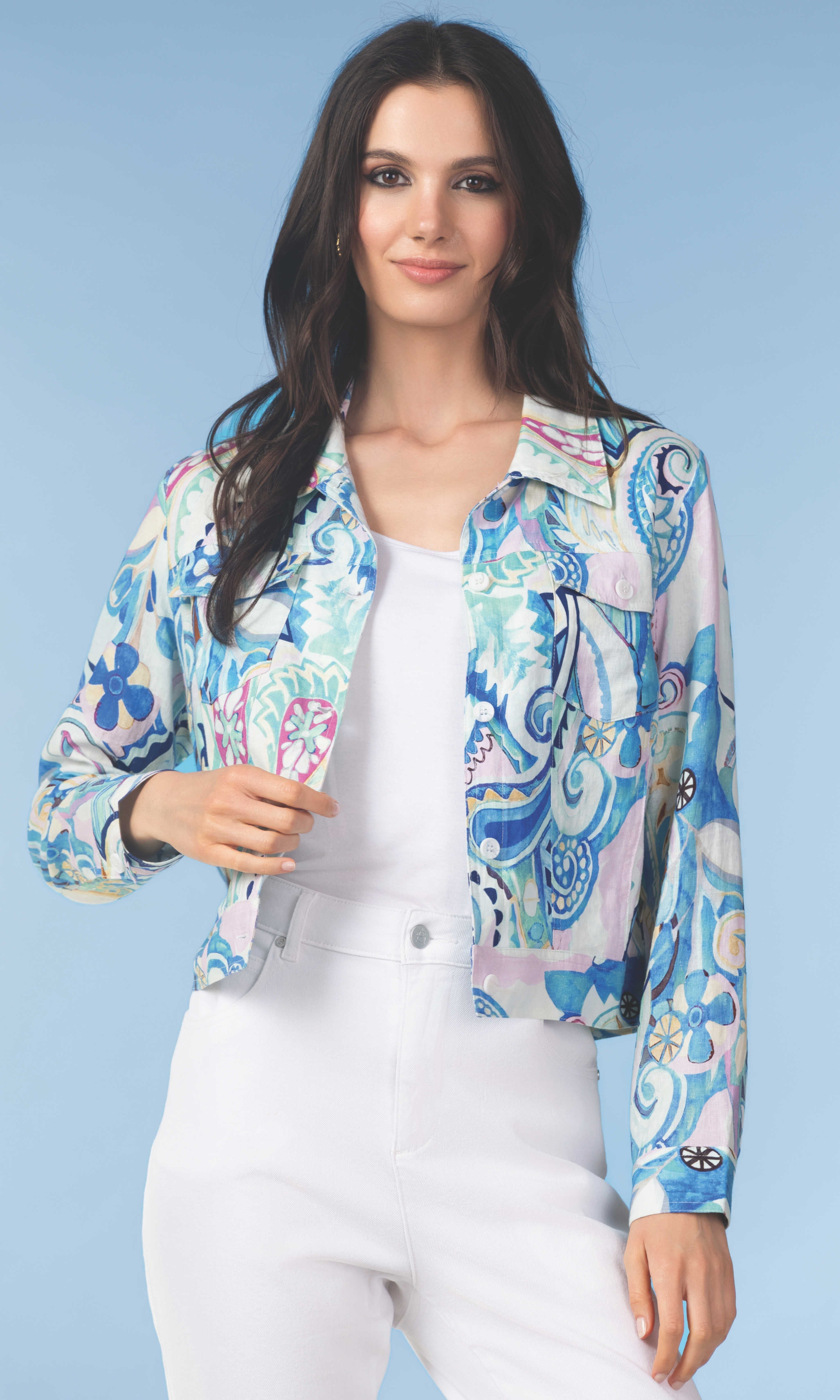 Linen Blend Cropped Jacket