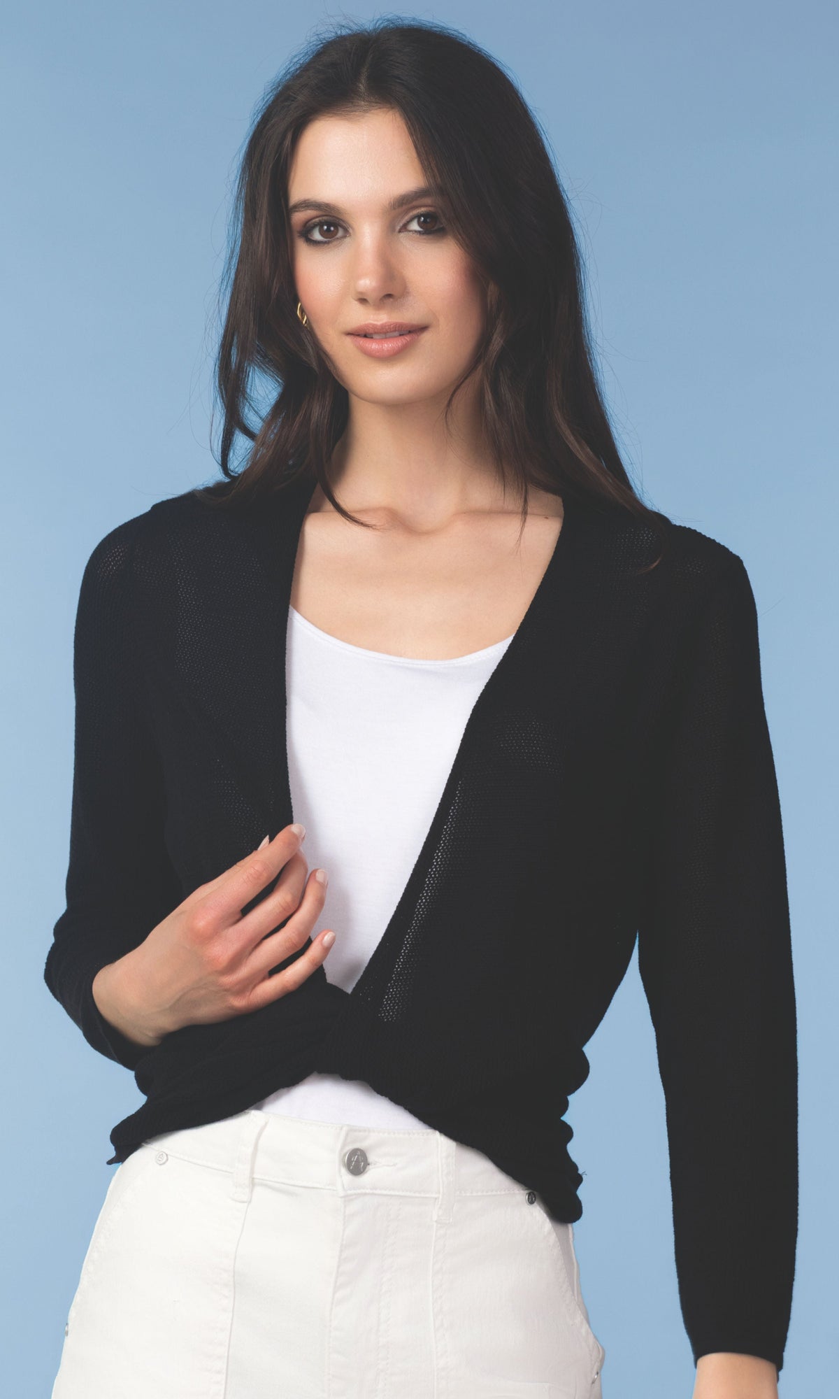 Four-Way Mesh Knit Cardigan