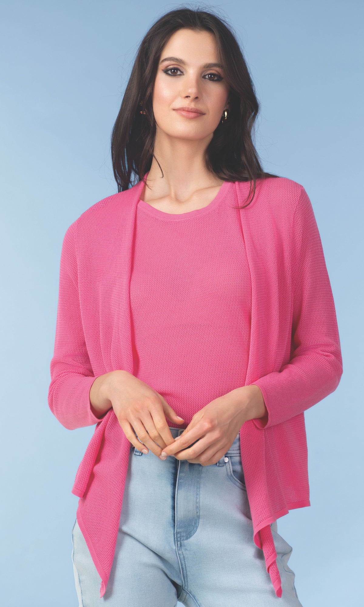 Four-Way Mesh Knit Cardigan