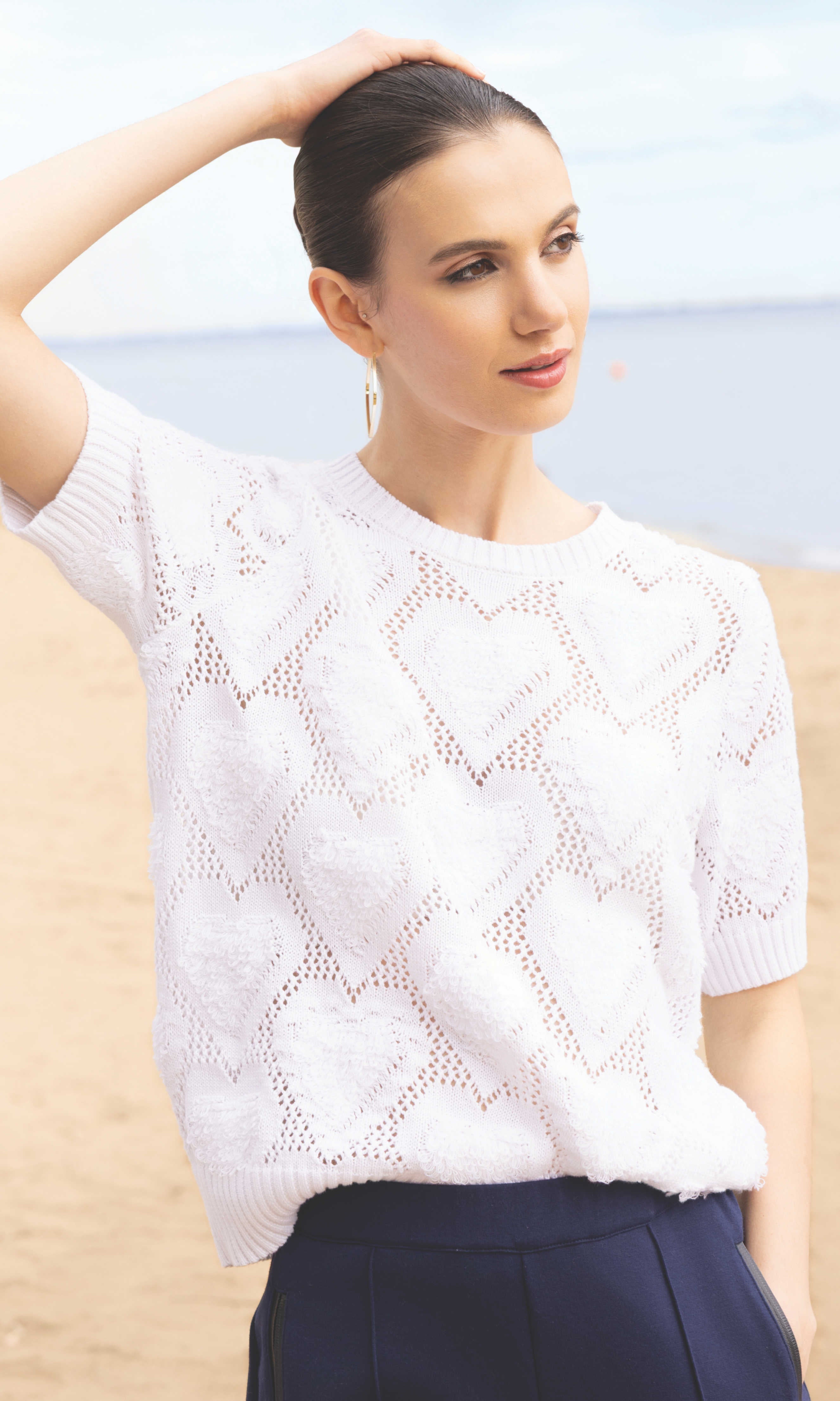 Textured Heart Knit Sweater